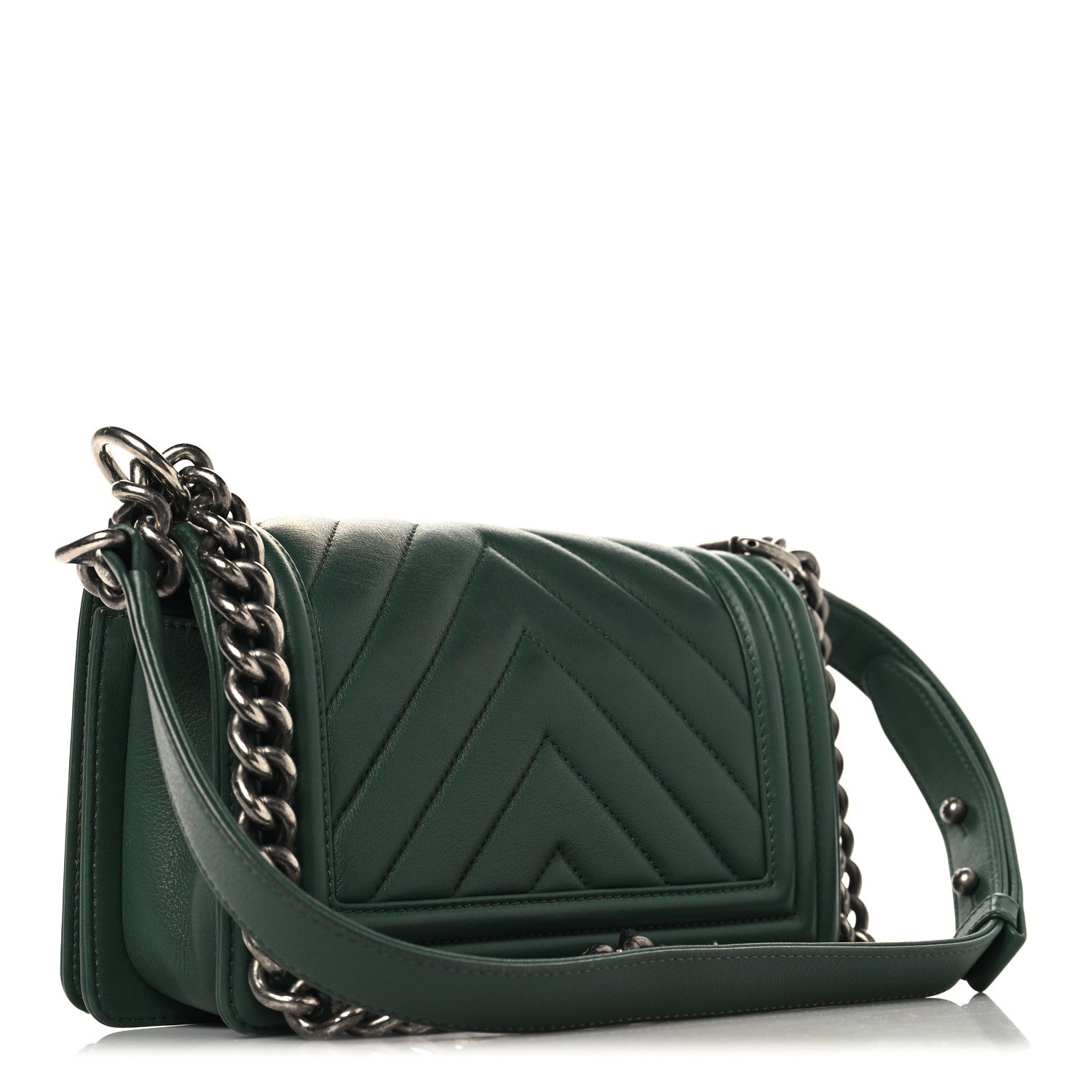 Chanel Calfskin Chevron Quilted Small Boy Flap Green 3 of 10
