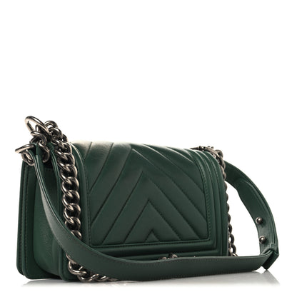 Chanel Calfskin Chevron Quilted Small Boy Flap Green 3 of 10