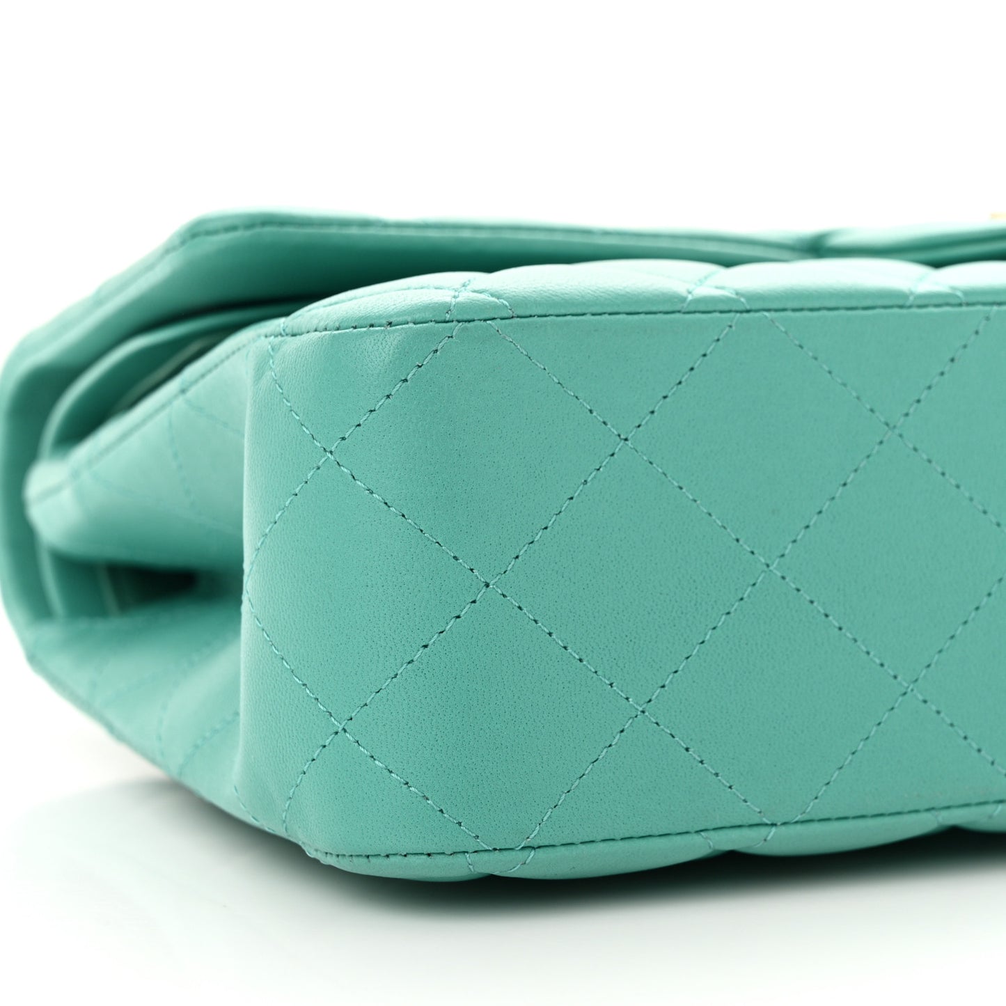 Lambskin Quilted Medium Double Flap Green