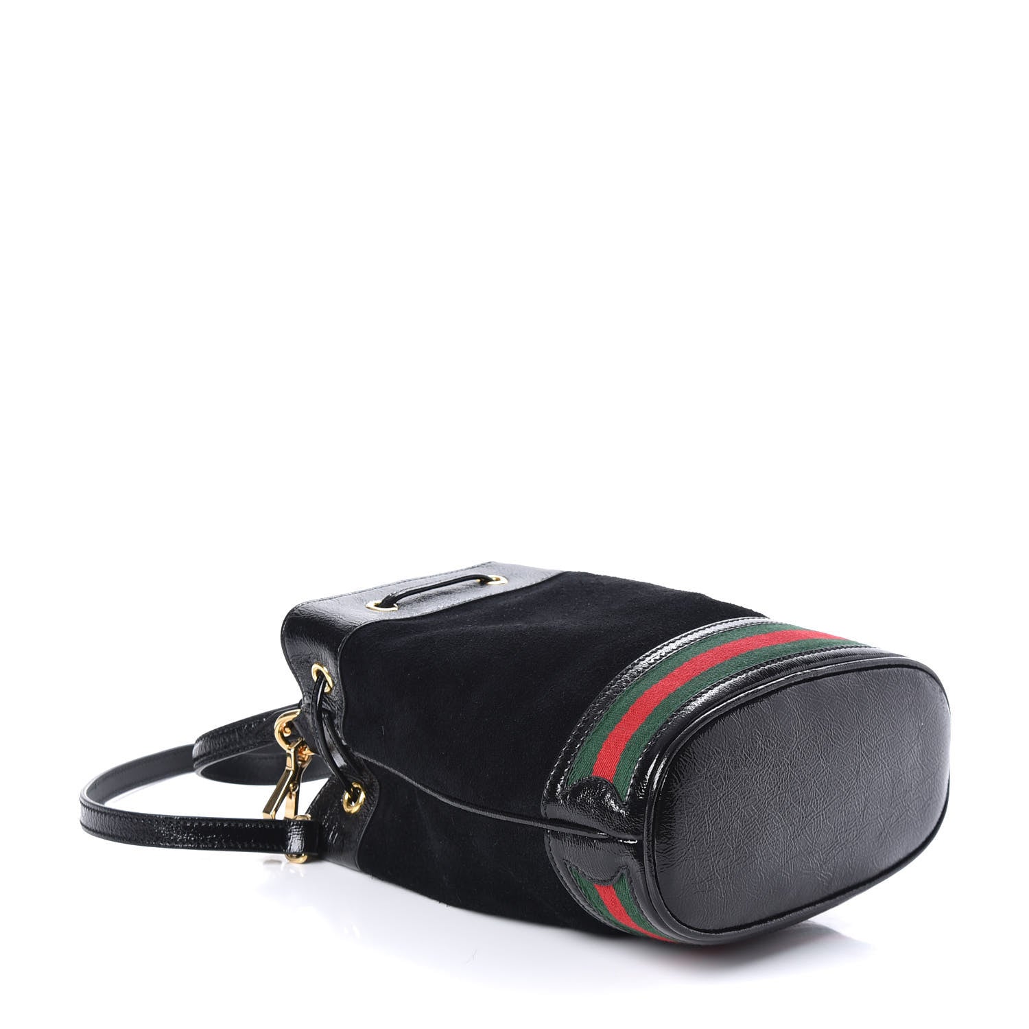 Gucci Suede Patent Web Small Ophidia Bucket Bag Black 4 of 9