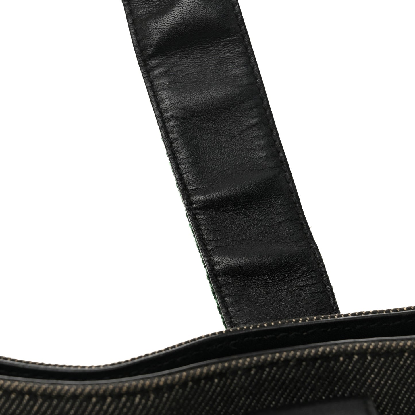 Denim Calfskin Web Tote Black