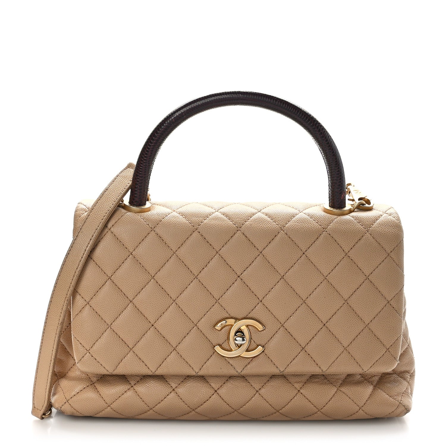 Chanel Caviar Lizard Embossed Quilted Small Coco Handle Flap Beige 1 of 11