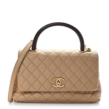 Chanel Caviar Lizard Embossed Quilted Small Coco Handle Flap Beige 1 of 11