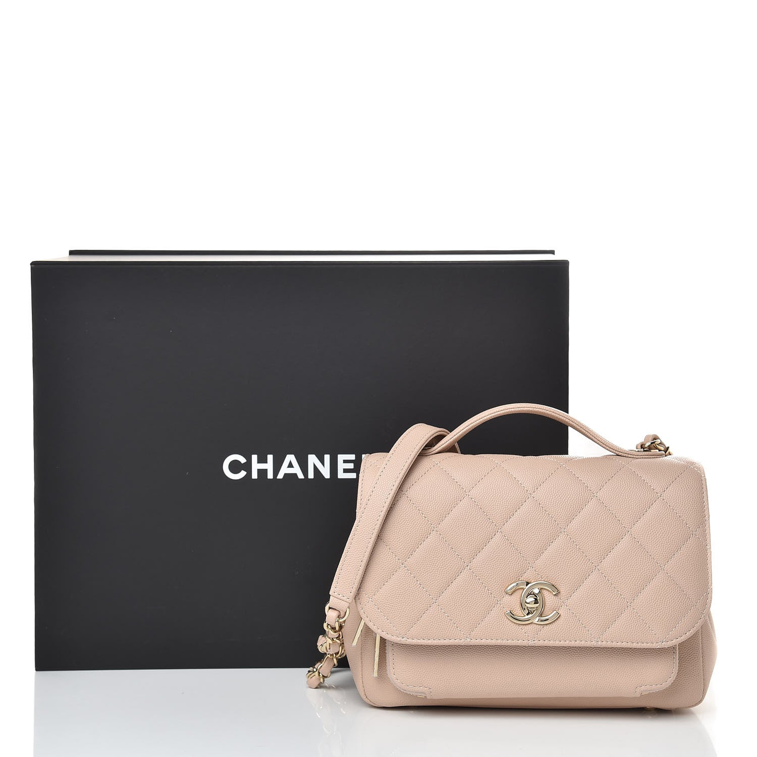 Chanel Caviar Quilted Medium Business Affinity Flap Light Beige 14 of 14