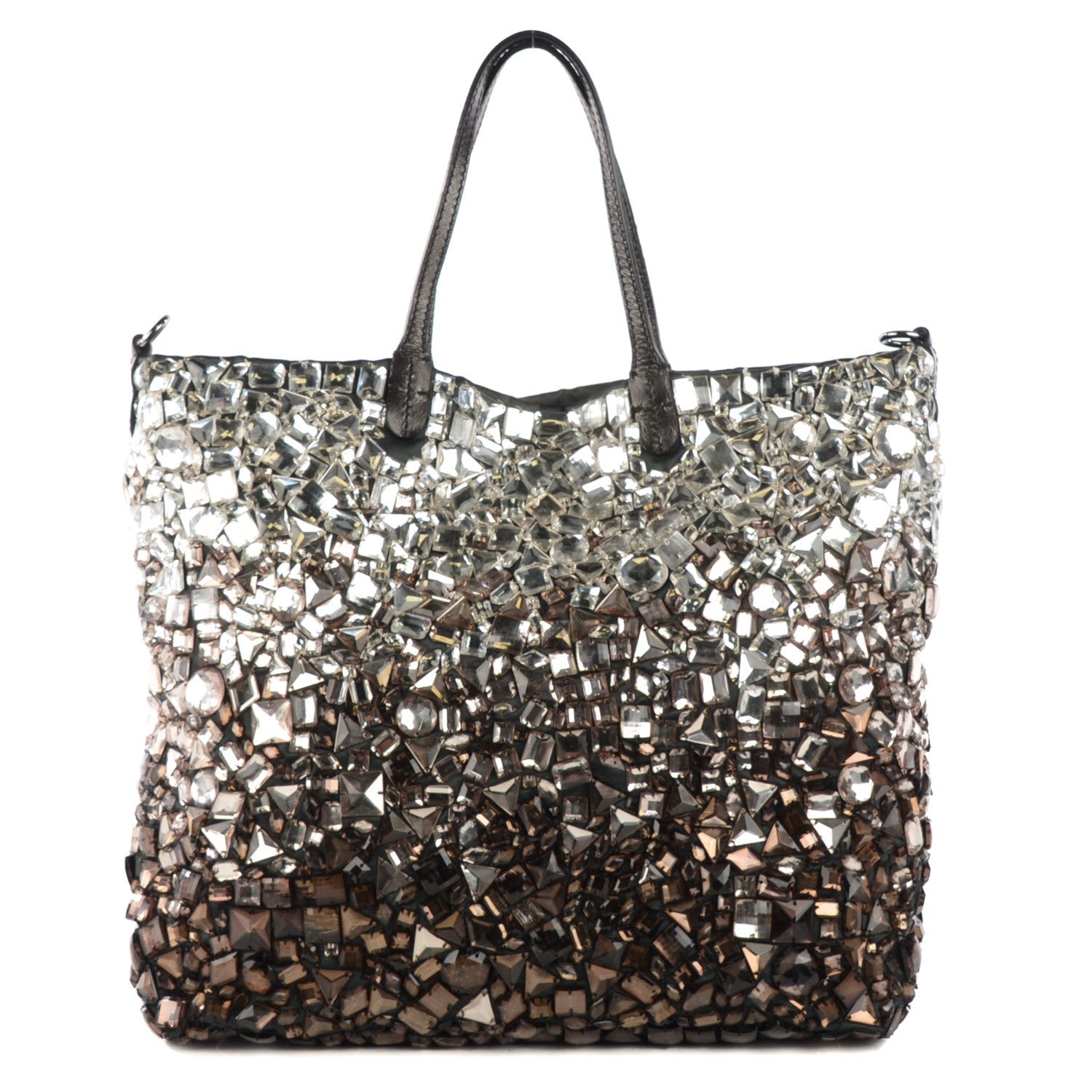 Valentino Garavani Vitello Crystal Ombre Tote Black 1 of 8