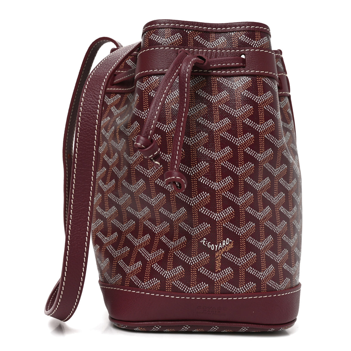 Goyardine Petit Flot Bucket Bag PM Burgundy