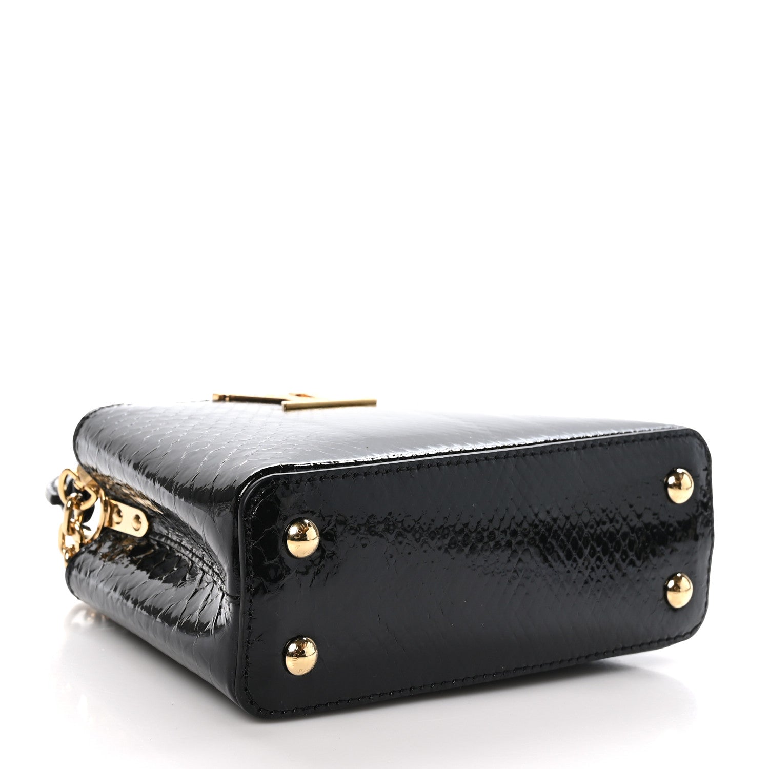 Louis Vuitton Snakeskin Flower Chain Capucines Mini Black 1542723