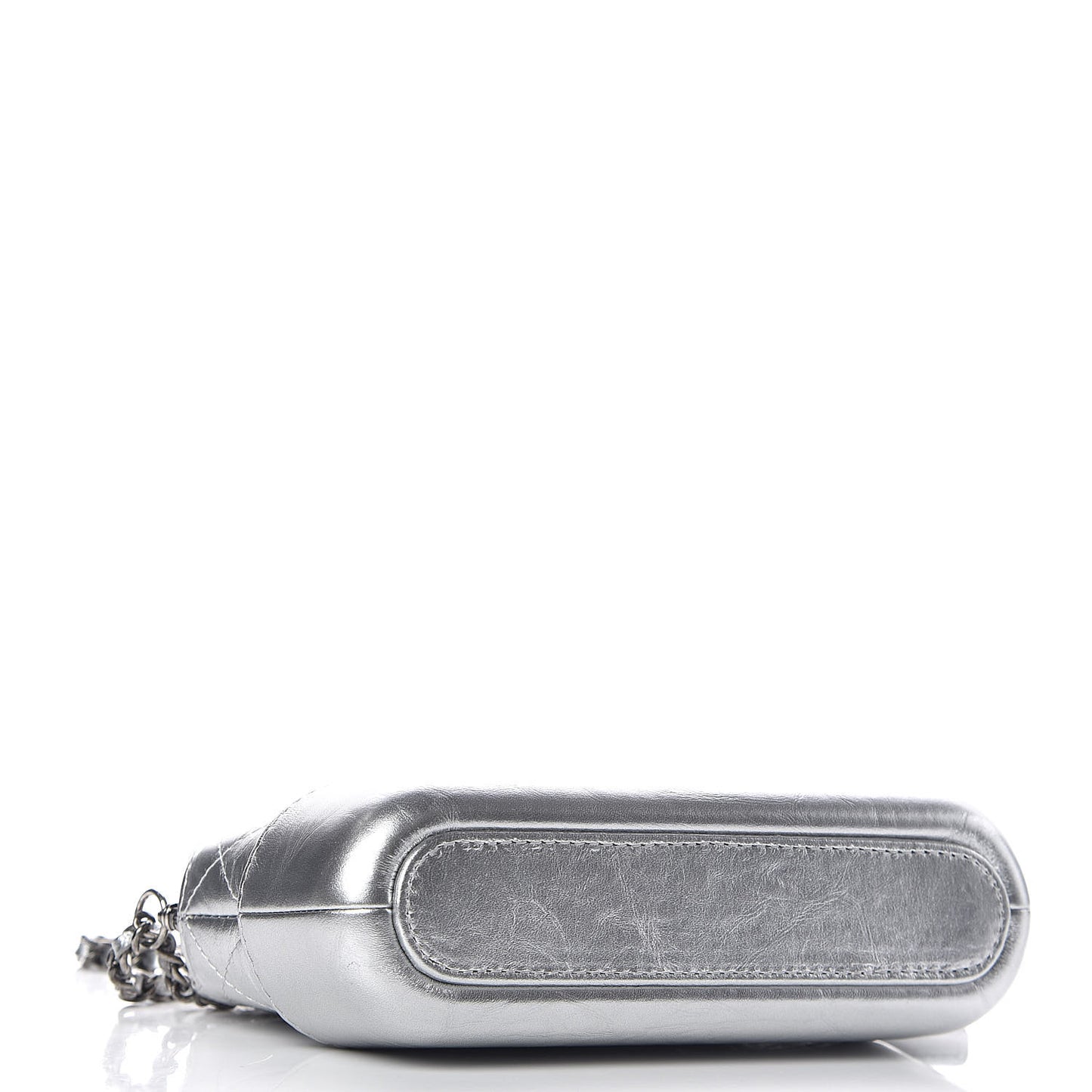 Metallic Lambskin Calfskin Quilted Small Gabrielle Clutch With Chain Silver