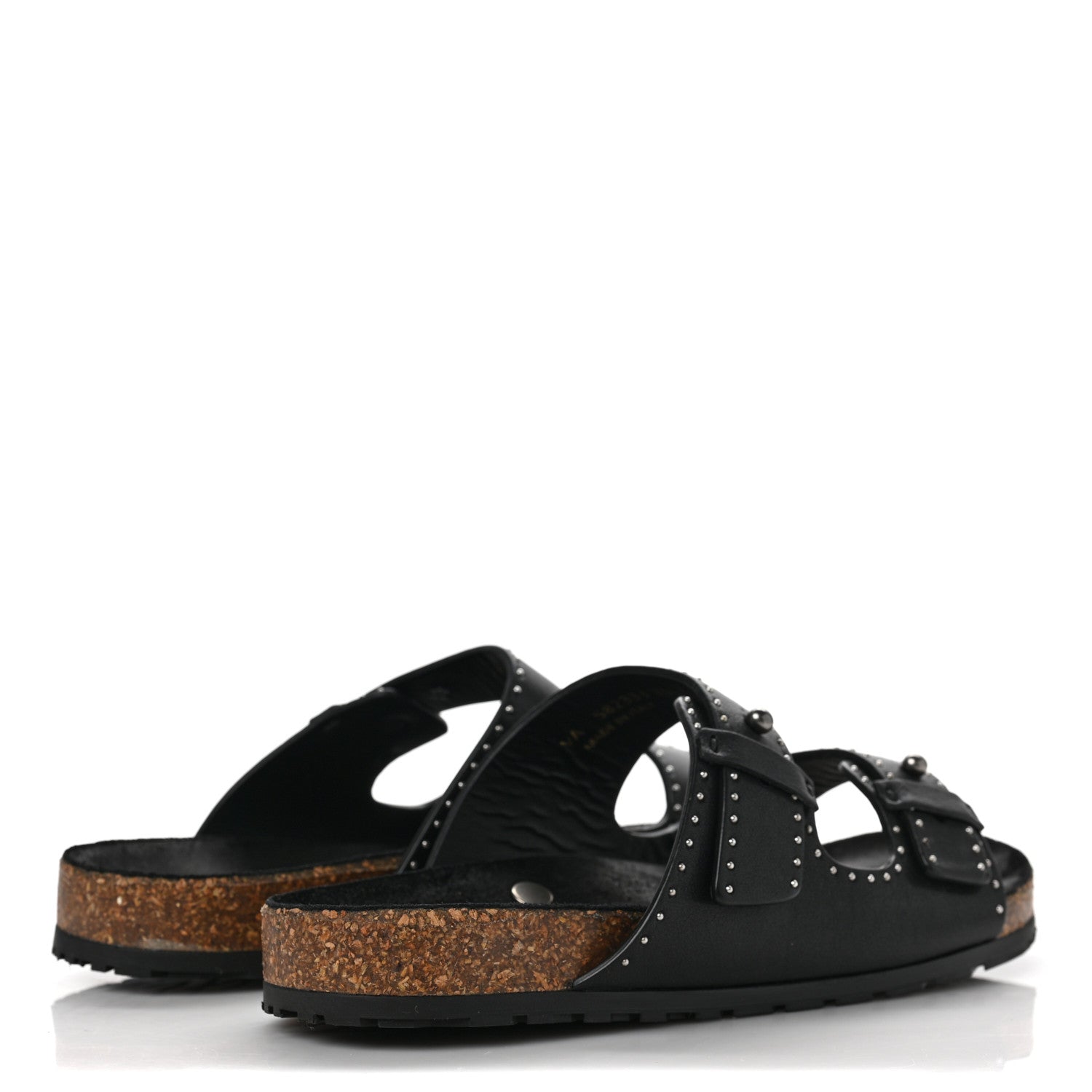 Saint Laurent Calfskin Studded Jimmy Cross Slides 39.5 Black 4 of 8