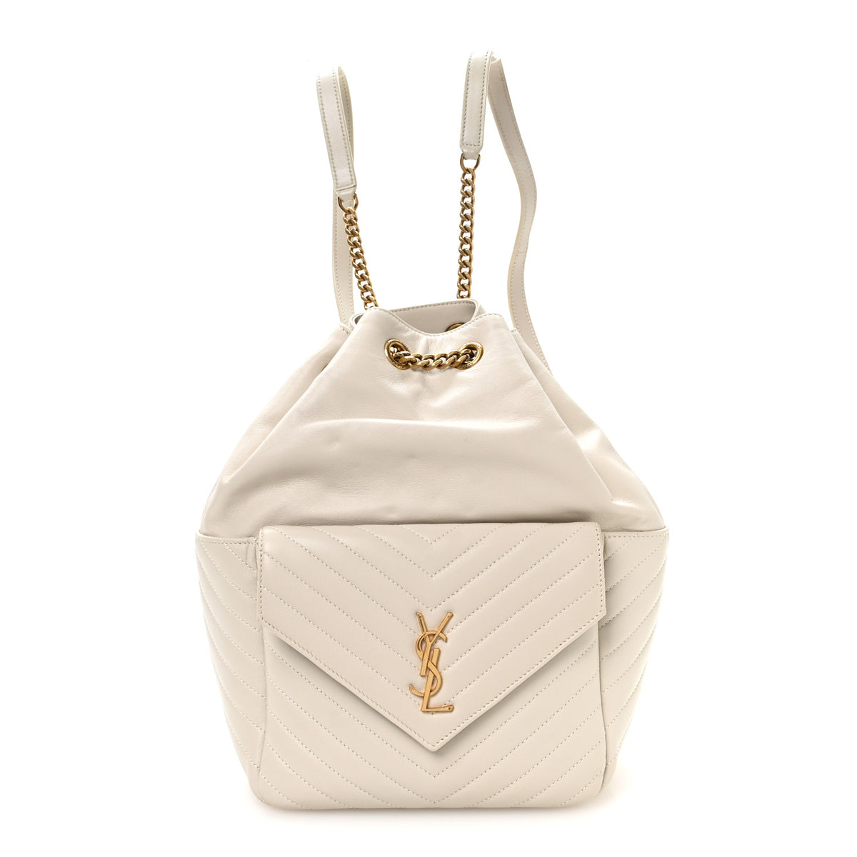 Saint Laurent Lambskin Matelasse Monogram Joe Backpack Cream 1 of 9