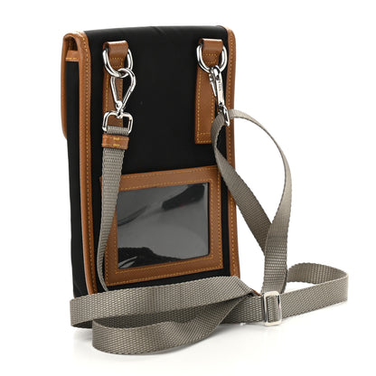Prada Tessuto Nylon Saffiano Phone Case Crossbody Black Brown 3 of 8