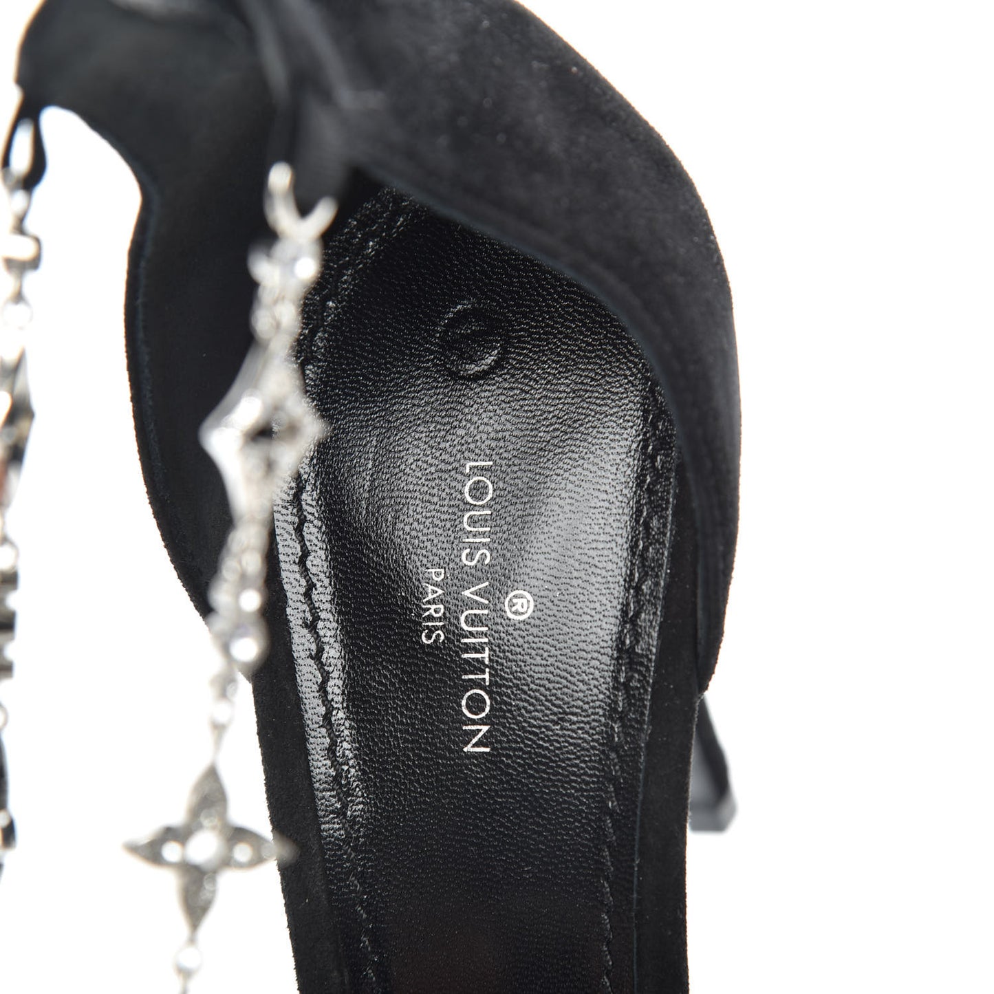Suede Crystal Overnight Cross Sandals 40 Black