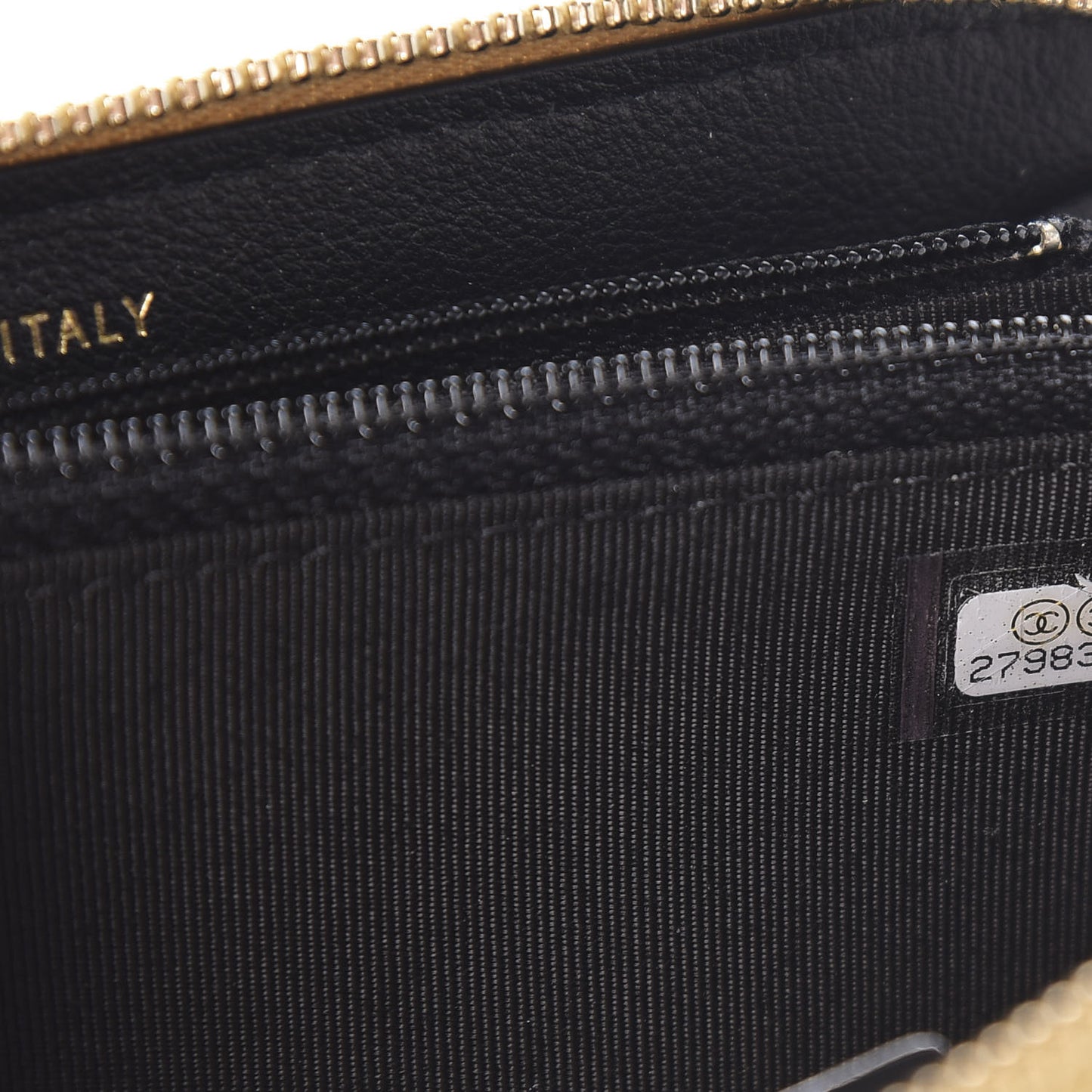 Metallic Calfskin Crocodile Embossed Small Zip Wallet Gold