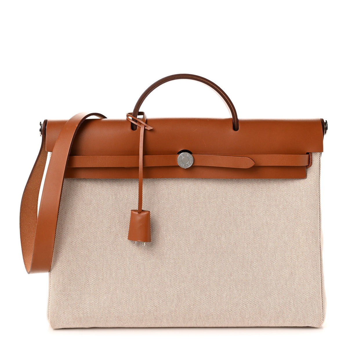 Hermes Vache Hunter Criss Viking Herbag Messenger 39 Ecru Beige Fauve 1 of 12