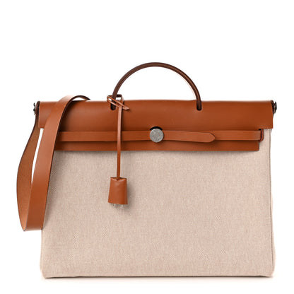 Hermes Vache Hunter Criss Viking Herbag Messenger 39 Ecru Beige Fauve 1 of 12