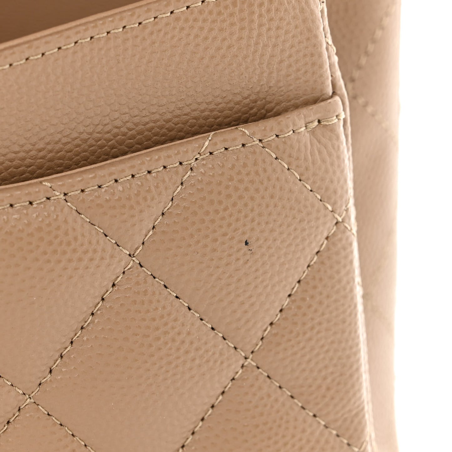 Caviar Quilted Small Double Flap Dark Beige