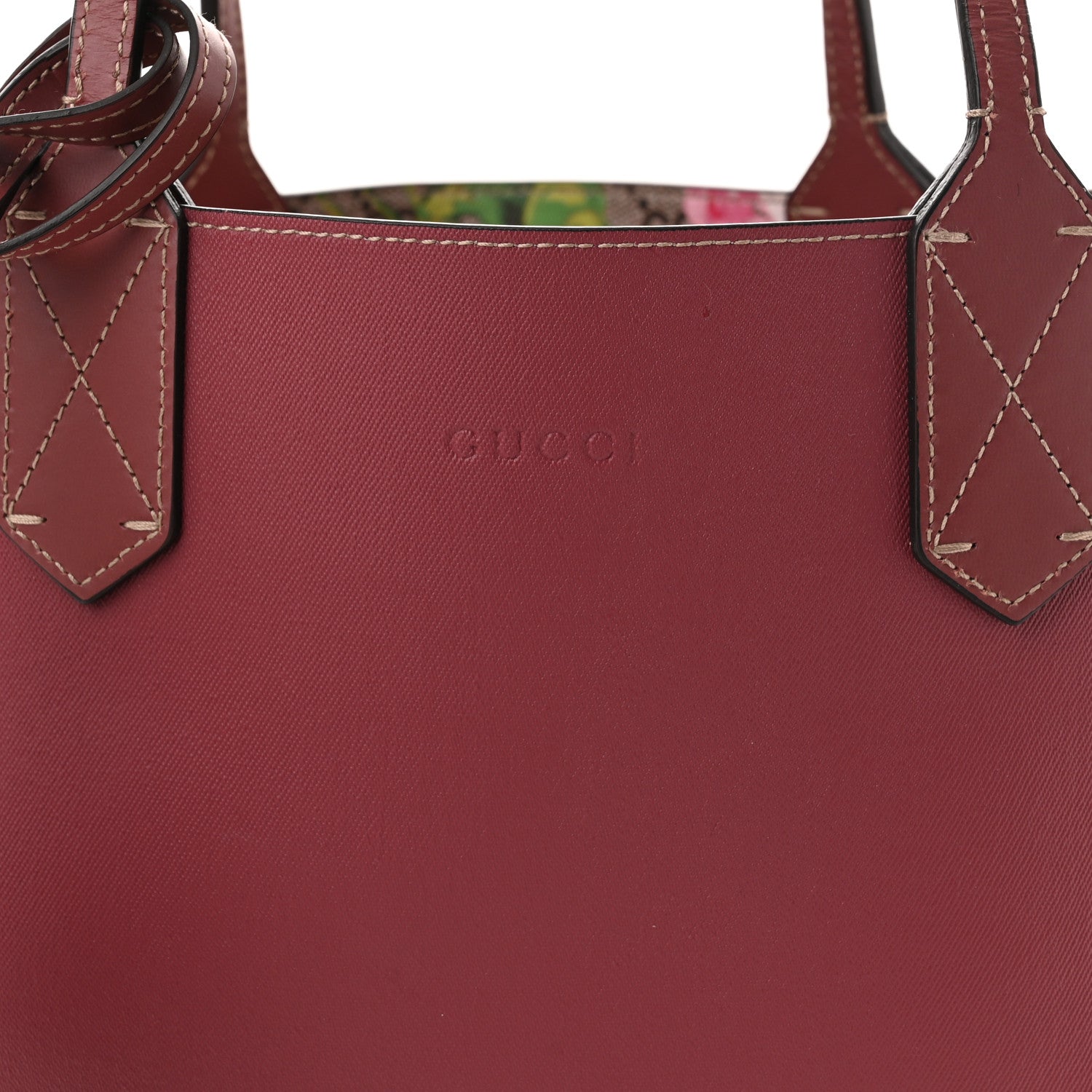 Gucci GG Supreme Monogram Blooms Small Reversible Tote Beige Multicolor Dry Rose 12 of 16