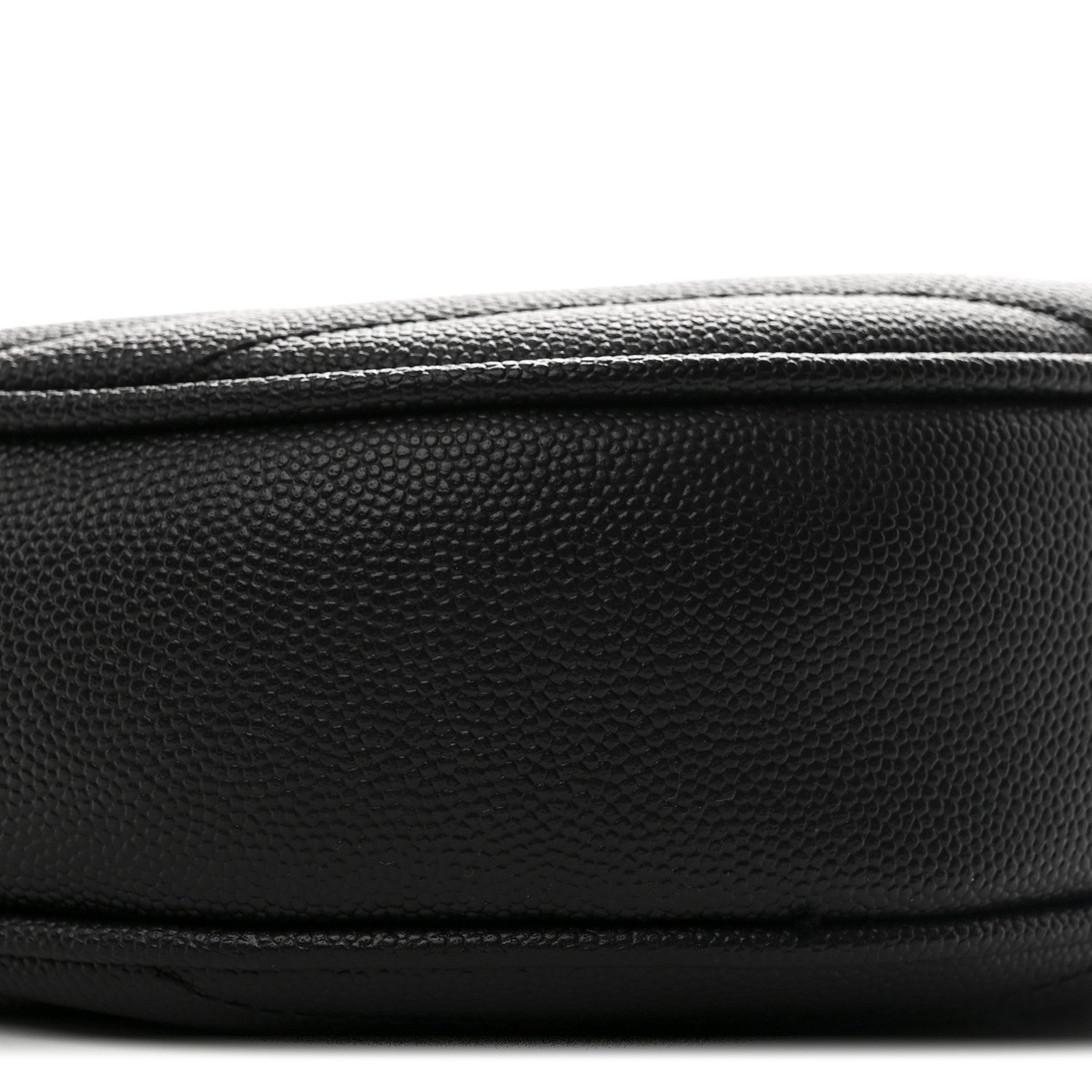 Saint Laurent Grain De Poudre Matelasse Chevron Quilted Round Vinyle Camera Bag Black 9 of 10