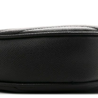 Saint Laurent Grain De Poudre Matelasse Chevron Quilted Round Vinyle Camera Bag Black 9 of 10