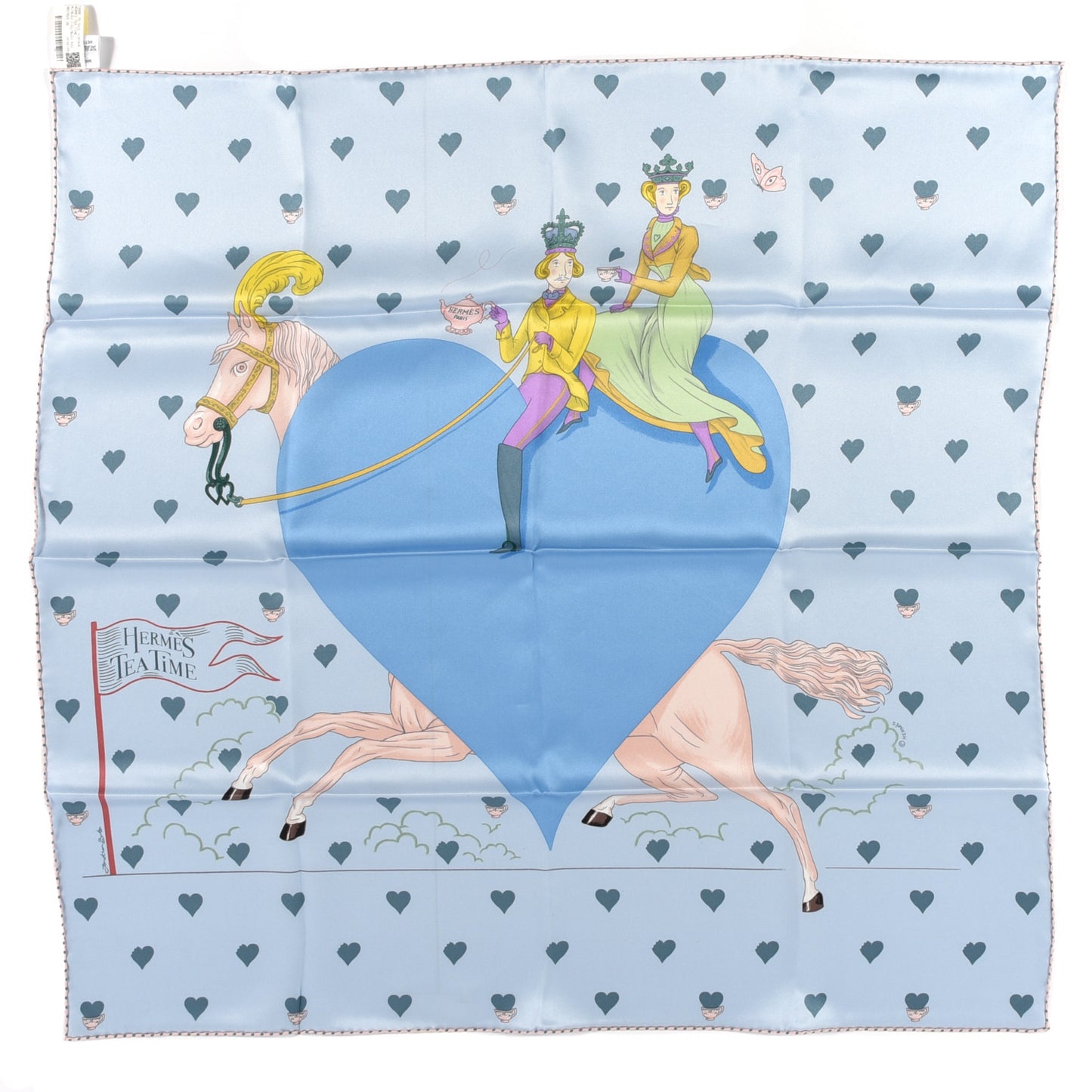 Silk Tea Time Scarf 70 Bleu Ciel Bleu Azur