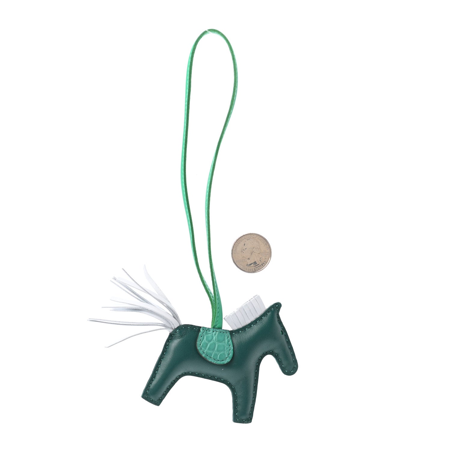 Hermes Milo Lambskin Matte Alligator Touch Grigri Rodeo Horse Bag Charm PM Malachite Menthe Bleu Brume Very Jade 2 of 4