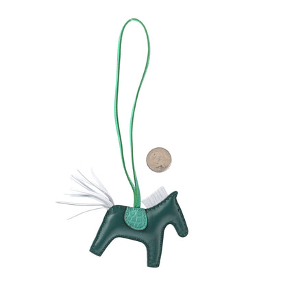 Hermes Milo Lambskin Matte Alligator Touch Grigri Rodeo Horse Bag Charm PM Malachite Menthe Bleu Brume Very Jade 2 of 4