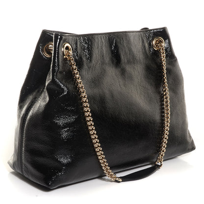Gucci Patent Medium Soho Chain Shoulder Bag Black 3 of 7