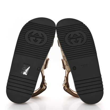Gucci GG Monogram Lavaredo Eco Fabric Womens Slide Sandals With Straps 39 Beige Ebony Light Brown 6 of 9