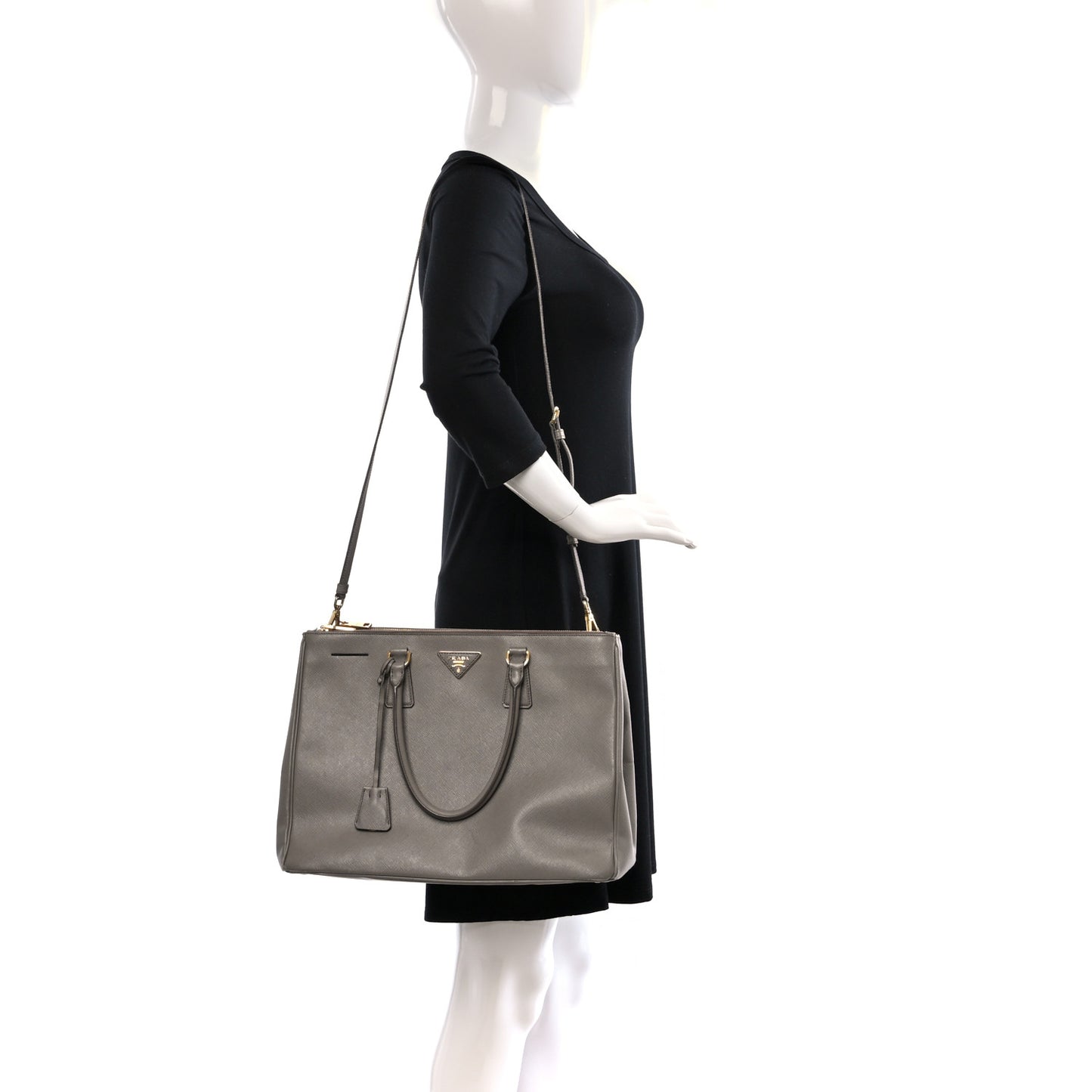 Saffiano Medium Galleria Double Zip Tote Pomice