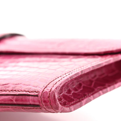 Hermes Shiny Niloticus Crocodile Jige Elan 29 Clutch Rose Scheherazade 8 of 10