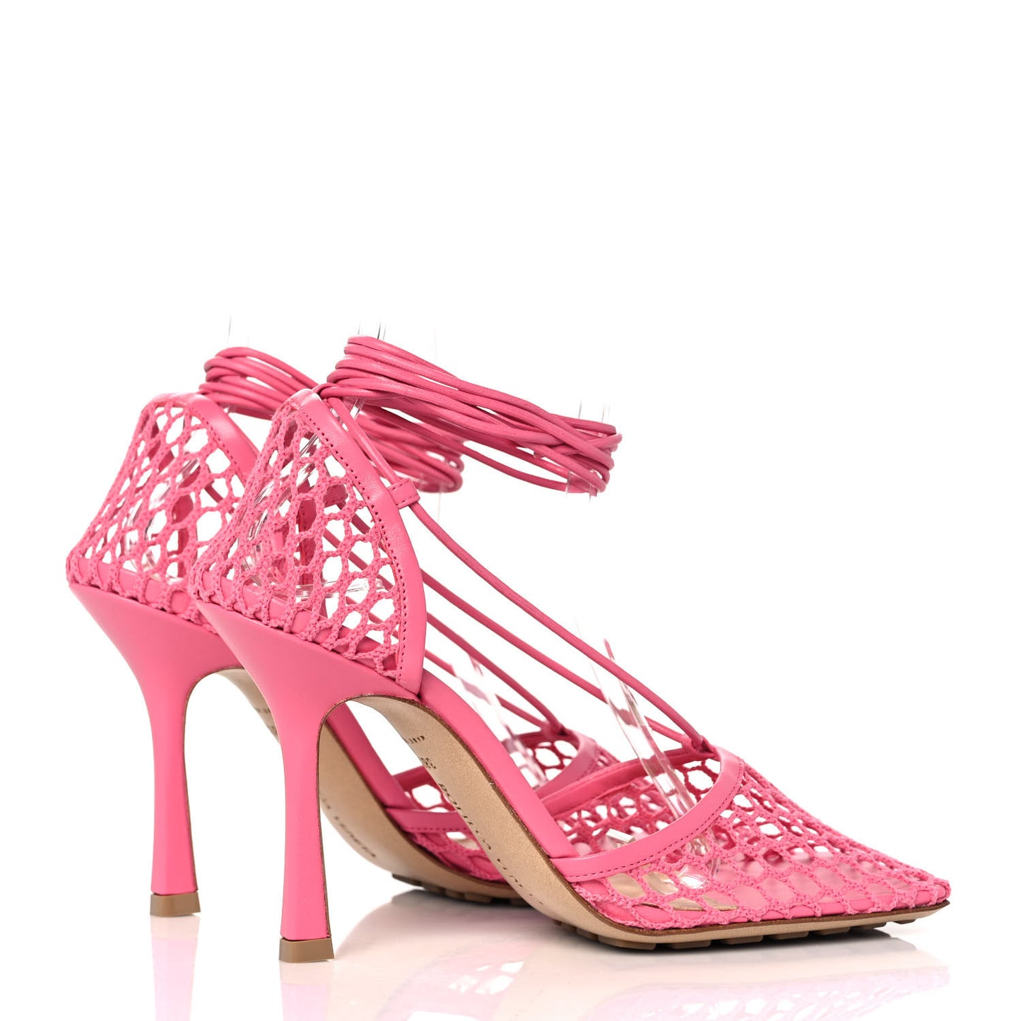 Mesh Nappa Stretch Ankle Tie 90mm Sandals 38.5 Azalea