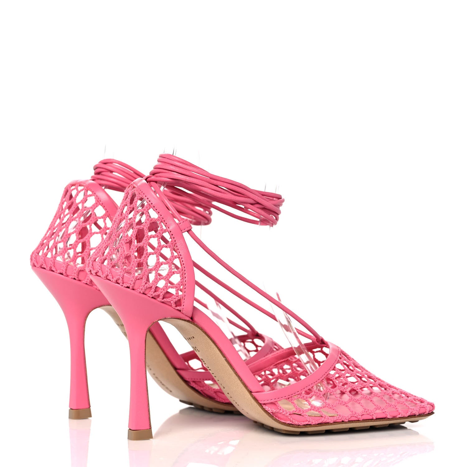 Bottega Veneta Mesh Nappa Stretch Ankle Tie 90mm Sandals 38.5 Azalea 4 of 8