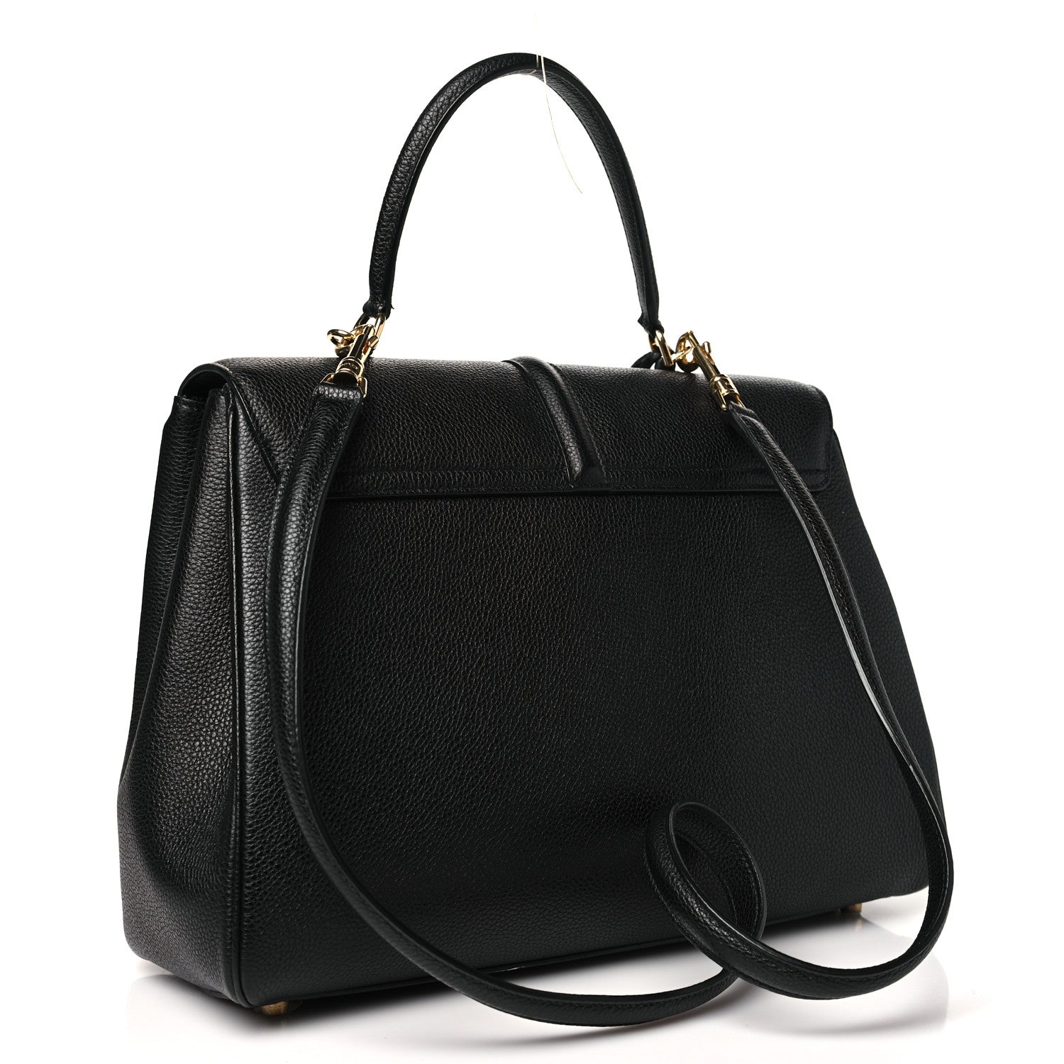 Celine Grained Calfskin Classique 16 Top Handle Bag Black 3 of 10