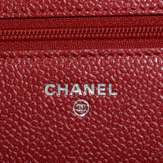 Caviar Quilted Wallet On Chain WOC Dark Pink