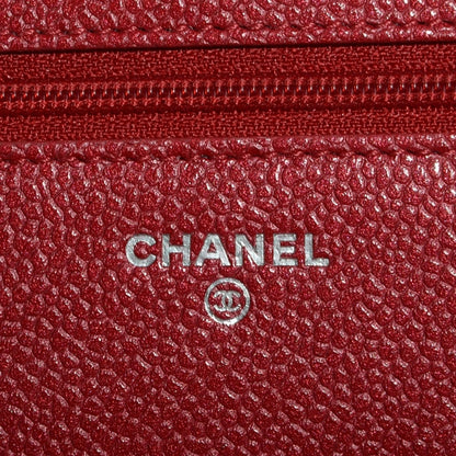 Chanel Caviar Quilted Wallet On Chain WOC Dark Pink 6 of 9