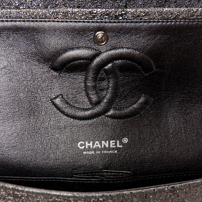 Chanel Metallic Crackled Calfskin Medium Double Flap Dark Silver 6 of 11