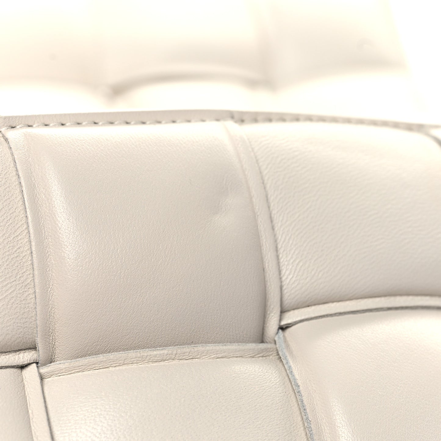 Lambskin Maxi Intreccio Padded Chain Cassette Crossbody Bag White