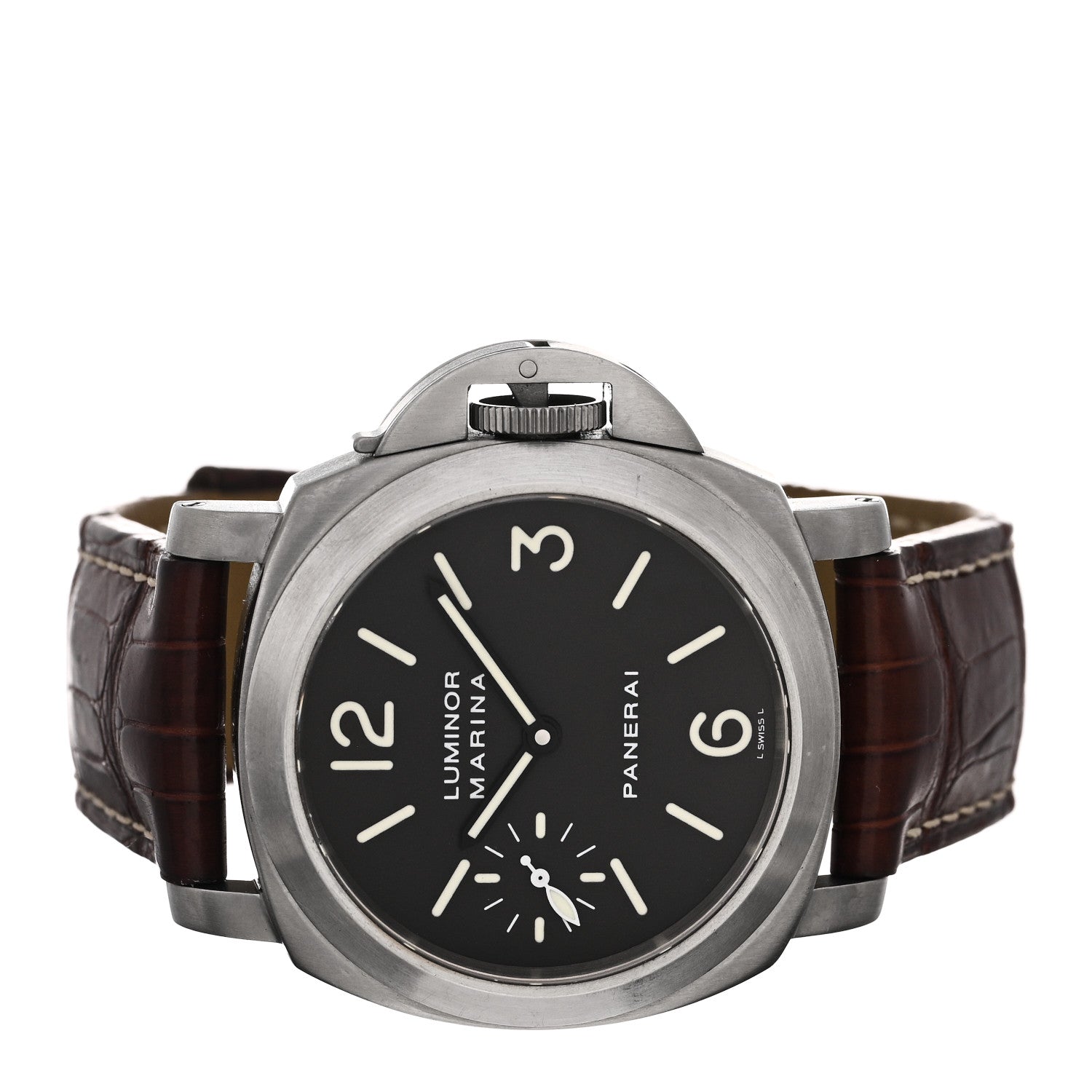 Panerai Titanium Alligator 43mm Luminor Marina Manual Winding Watch Black PAM00061 2 of 5