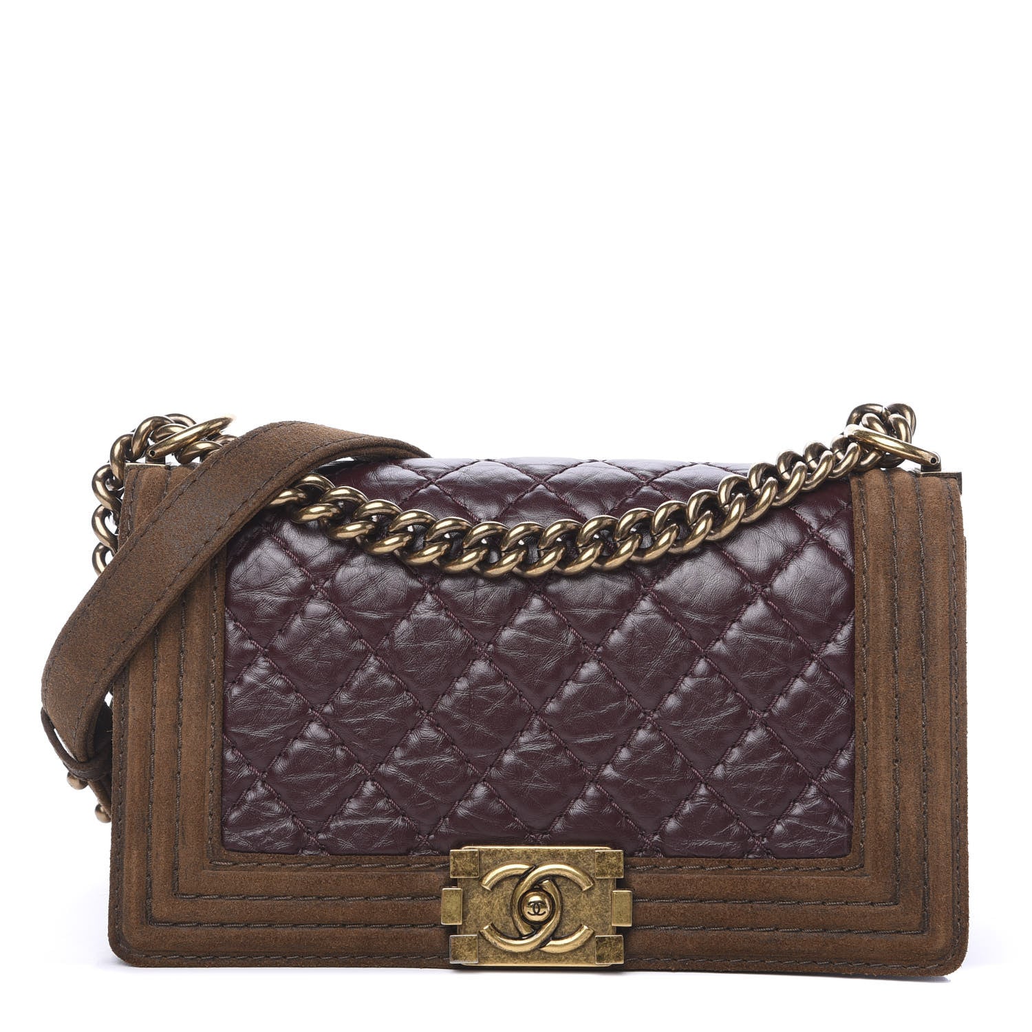 Chanel Aged Calfskin Nubuck Quilted Medium Boy Flap Burgundy 1 of 15