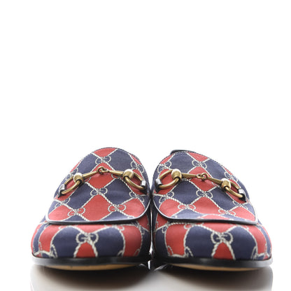 Gucci Mini GG Rhombus Chain Horsebit Mens Jordaan Loafers 6.5 Royal Bleuett Red 2 of 9
