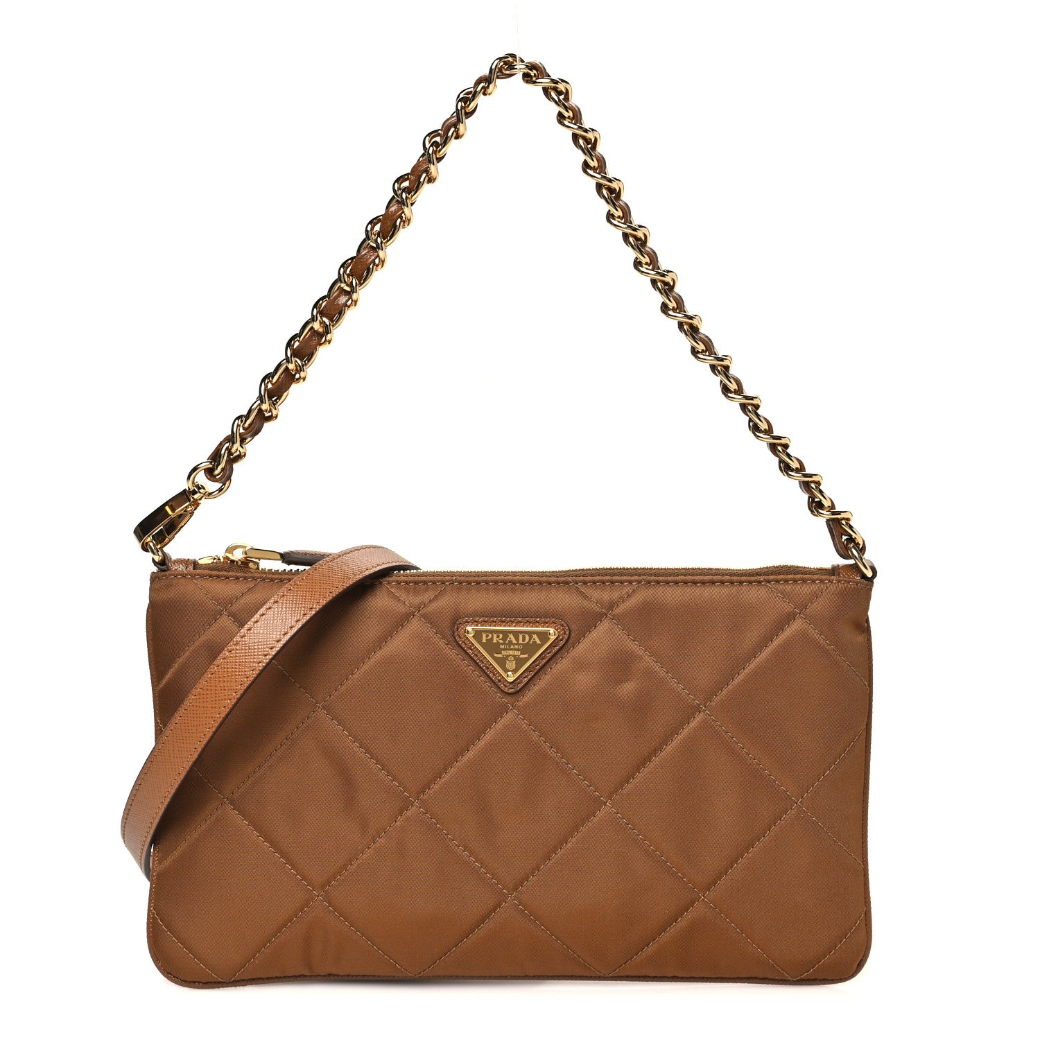Prada Re-Nylon Tessuto Impuntu Quilted Re-Edition 1995 Chaine Pouch Brandy 1 of 10