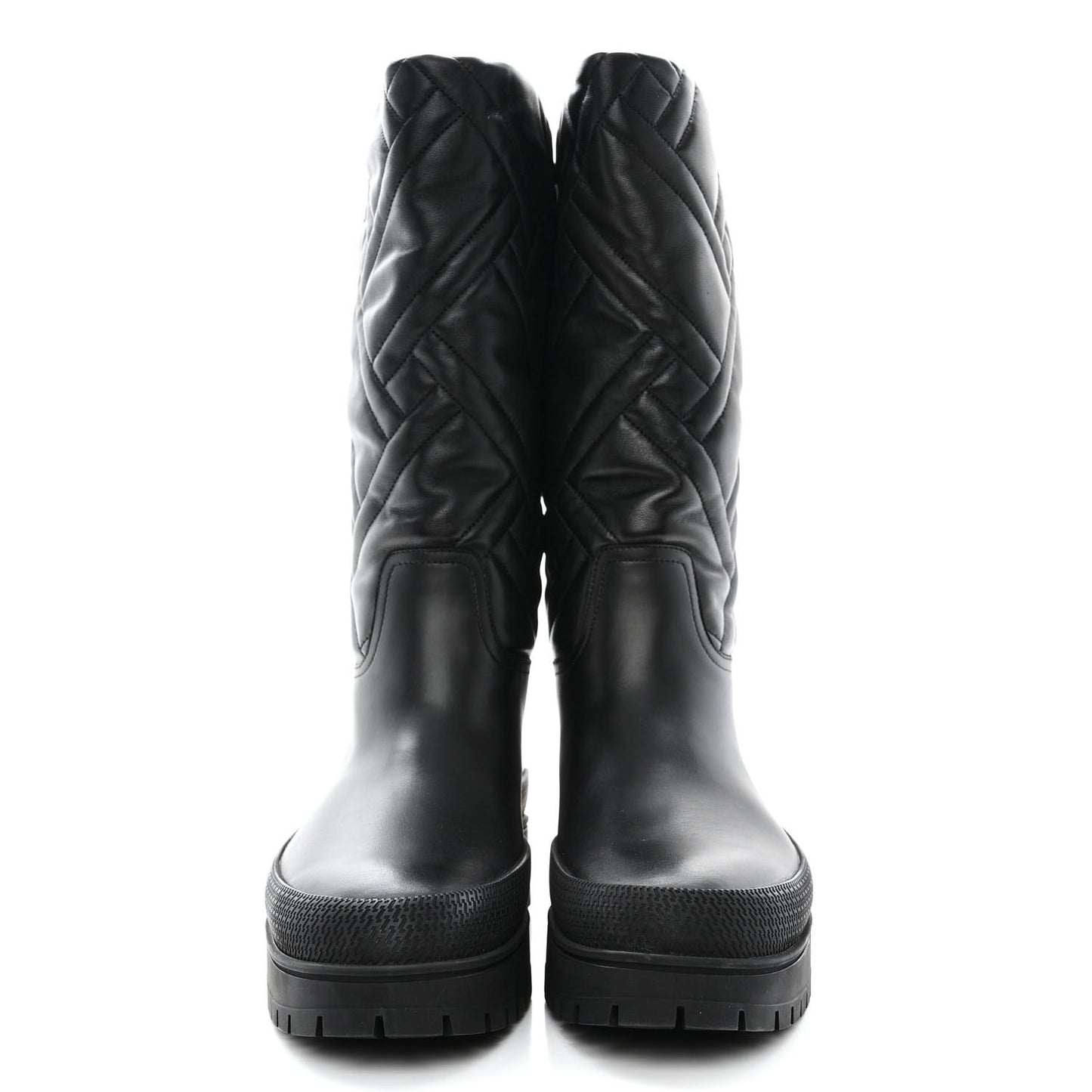 Suede Goatskin Quilted Fuji Boots 40 Black