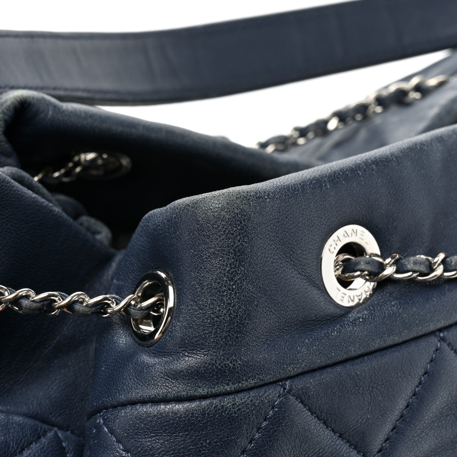 Chanel Lambskin Quilted CC Chain Drawstring Tote Blue 18 of 19