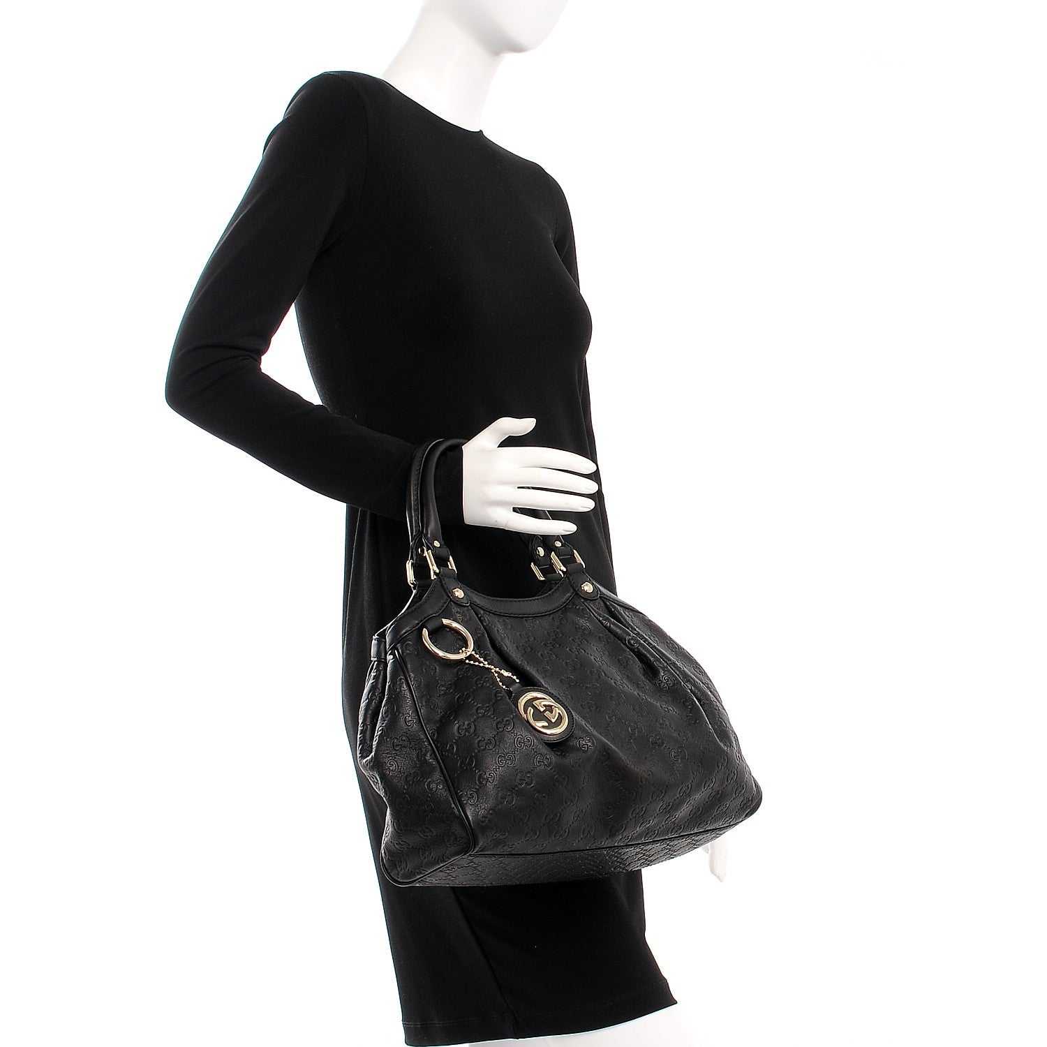 Gucci Guccissima Medium Sukey Tote Black 2 of 7