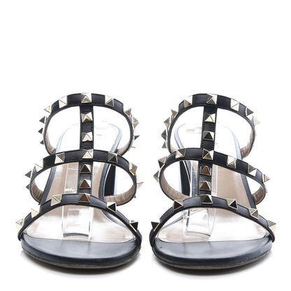 Valentino Garavani Calfskin Rockstud 60mm Caged Slide Sandals 38.5 Black 2 of 9
