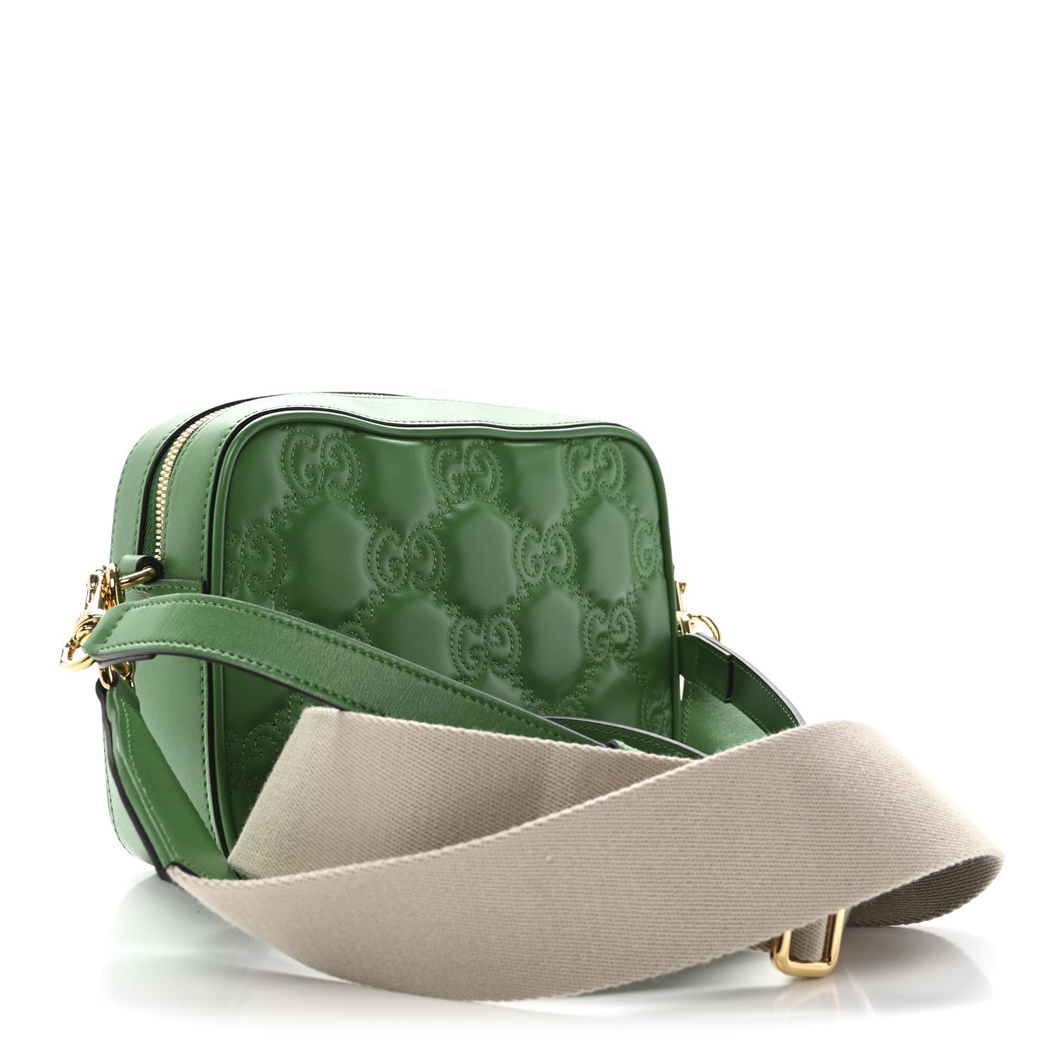 Gucci Calfskin GG Matelasse Shoulder Bag Spring Green Natural 3 of 10