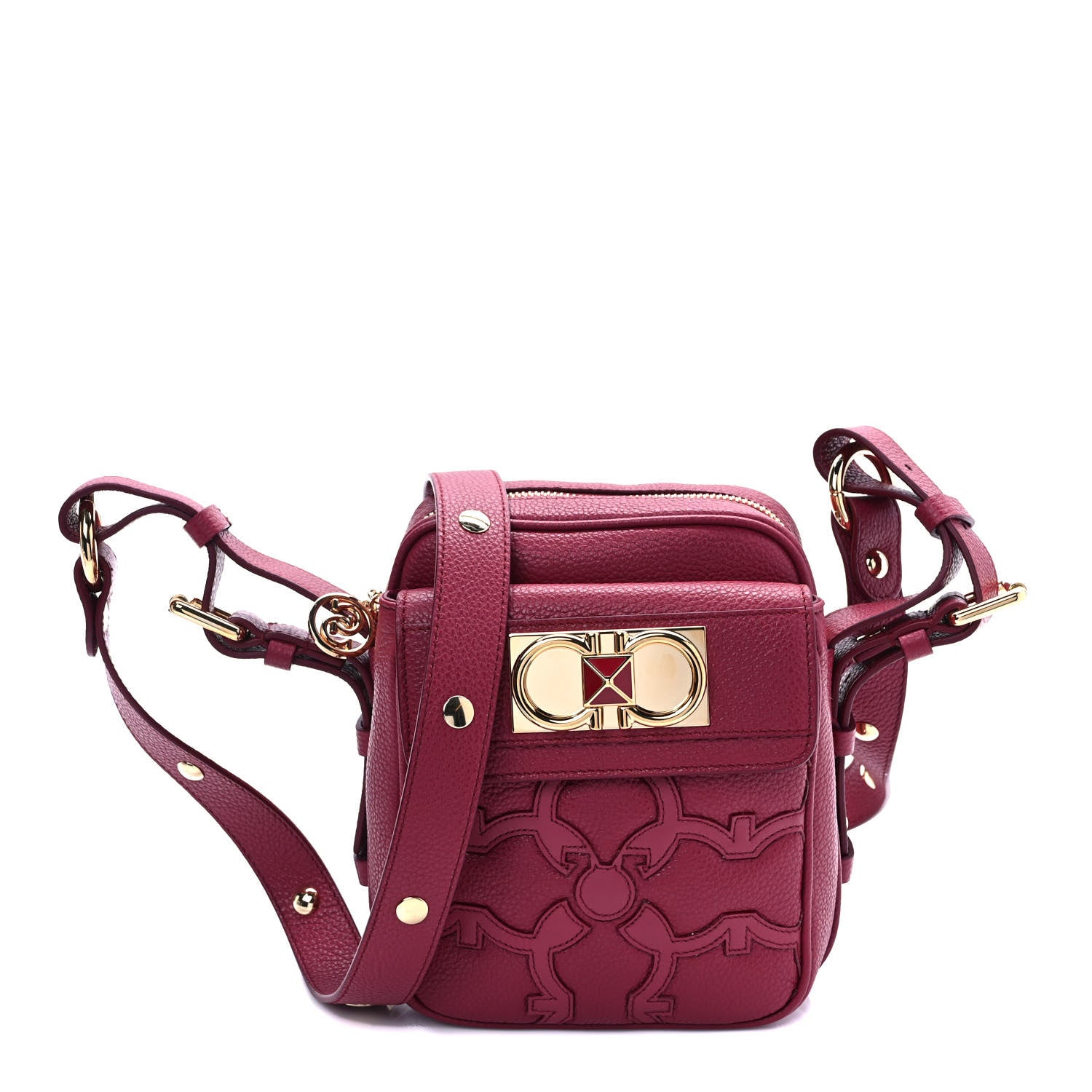 Salvatore Ferragamo Calfskin Gancini Camera Case Melagrana 1 of 9