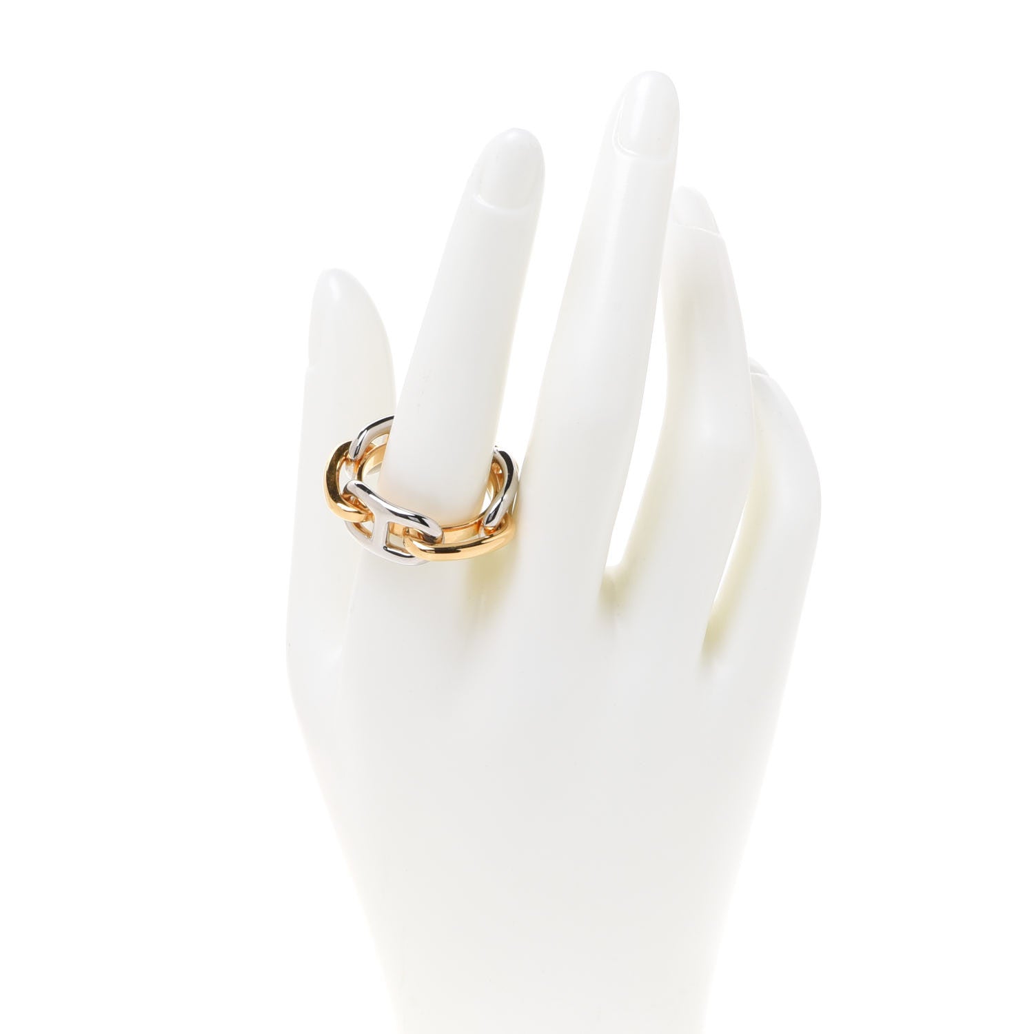 Hermes Palladium Regate Scarf Ring Gold Silver 2 of 4