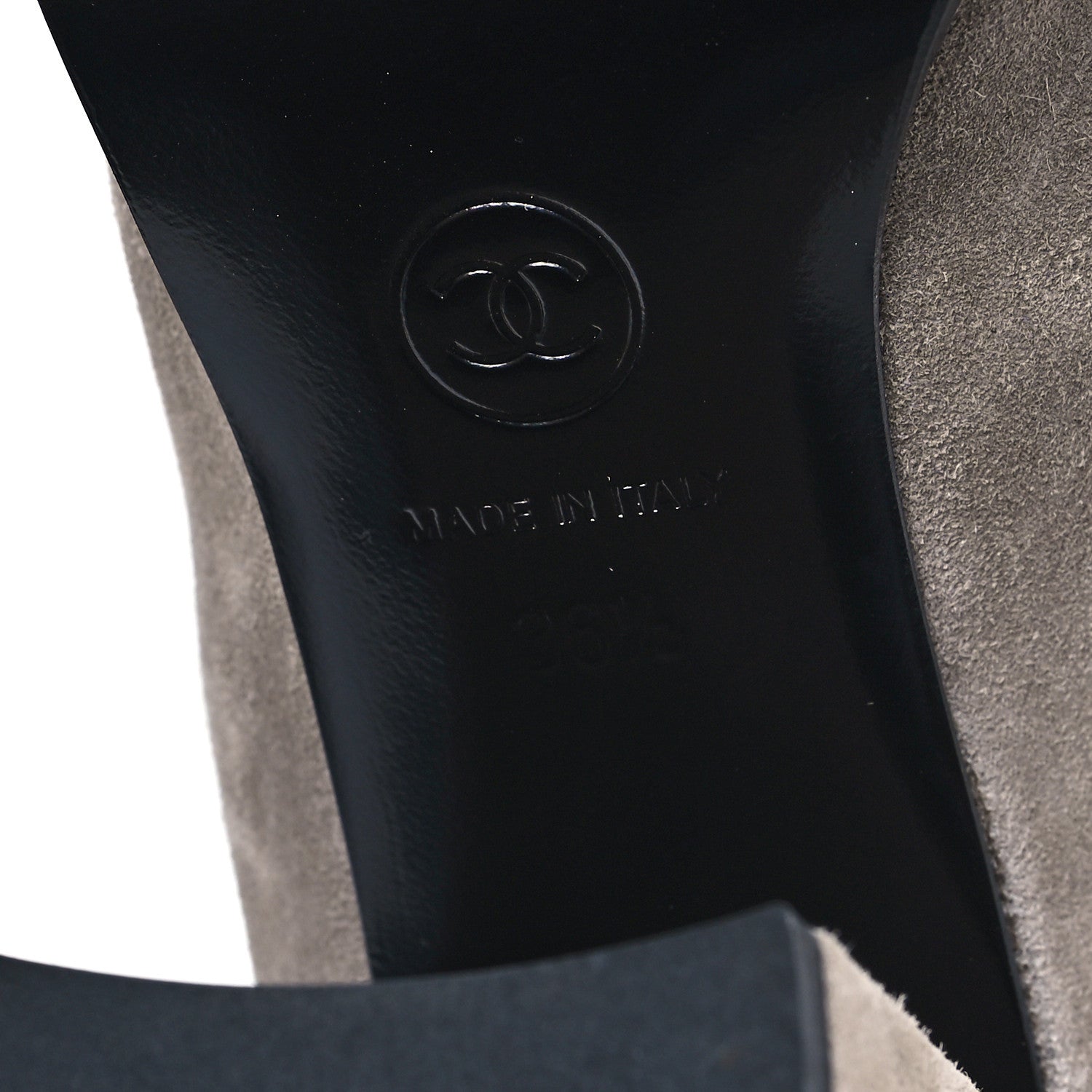 Chanel Suede Calfskin Grosgrain Cap Toe Knee High Boots 36.5 Grey Black 6 of 9