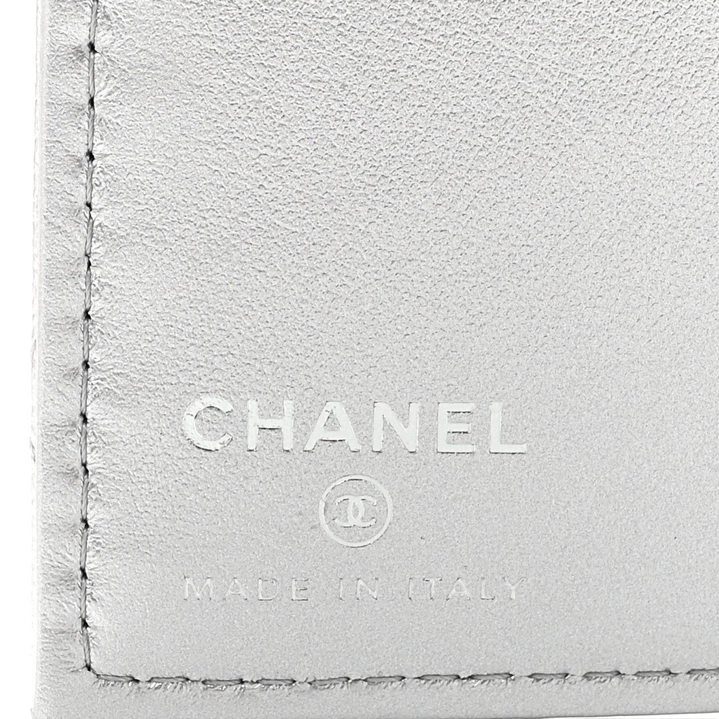 Metallic Caviar Quilted Passport Holder Silver